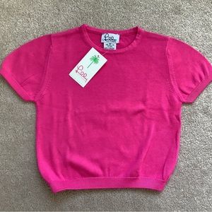 NWT Lilly Pulitzer girls size 6X dark pink short sleeve sweater